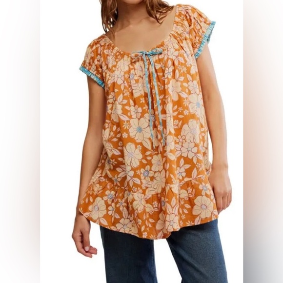 NWOT Free People Frankie Honey Ginger Floral Tunic. - Picture 2 of 5